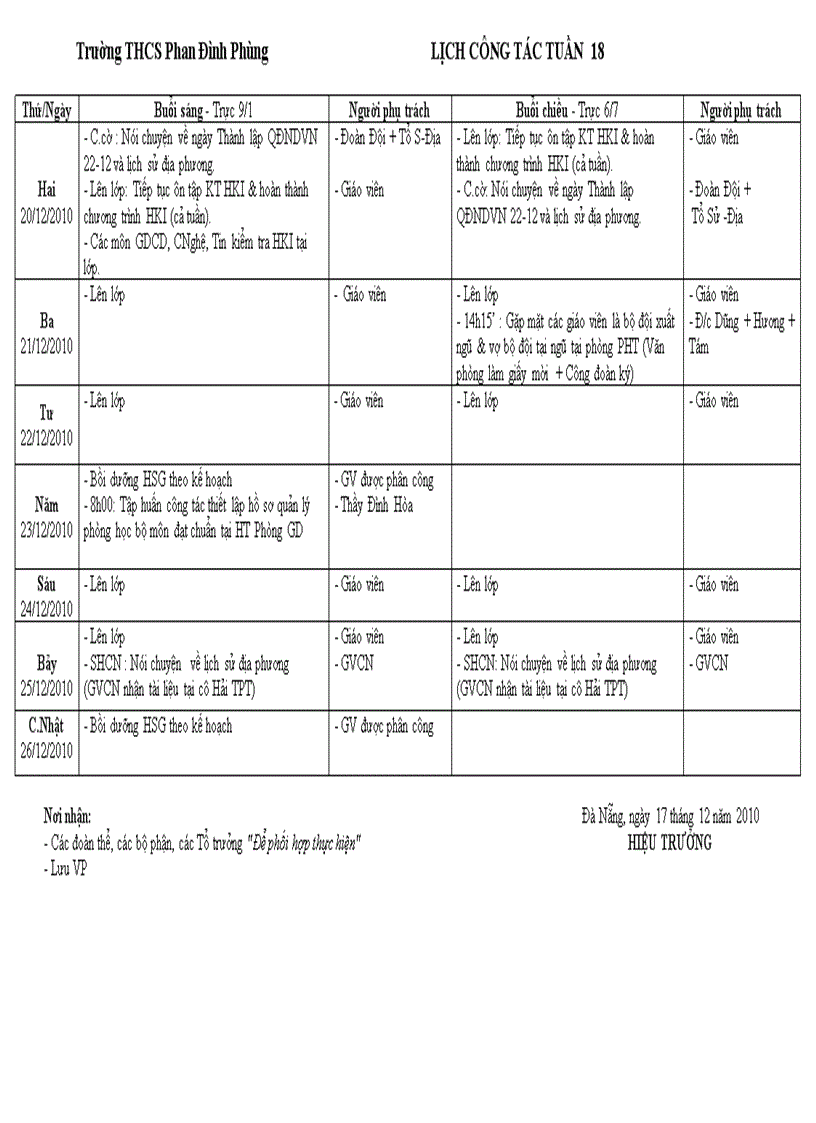 image for page Lịch công tác t18 tháng 12