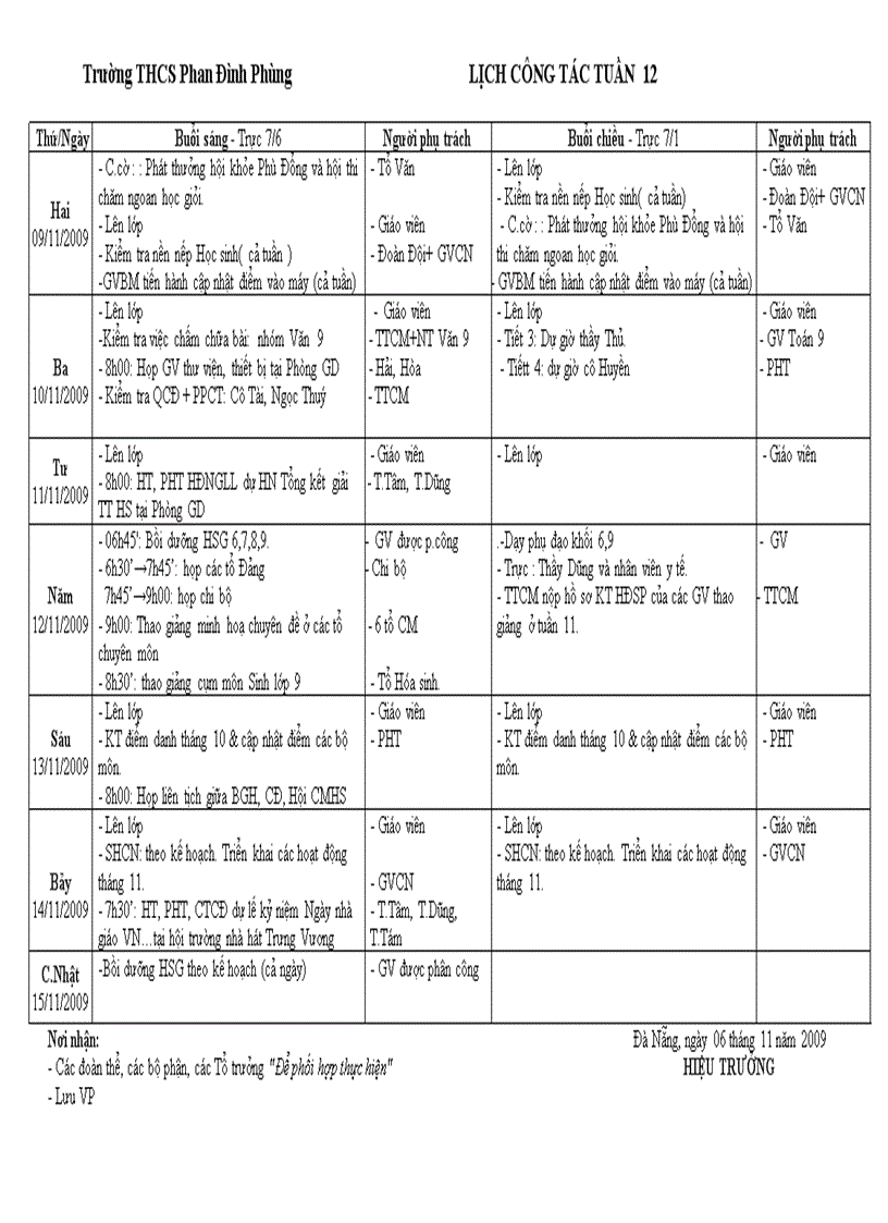 image for page Lịch công tác tuân năm học 09 10