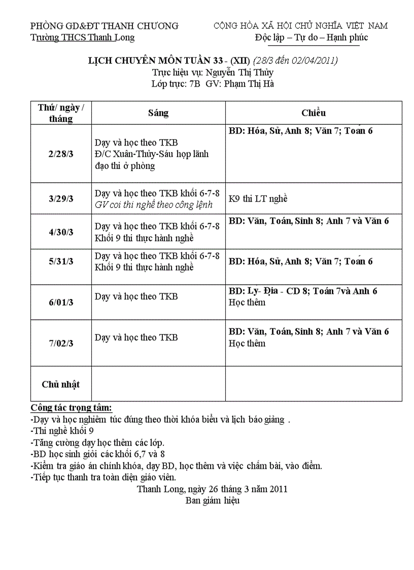 image for page Lịch tuần 33