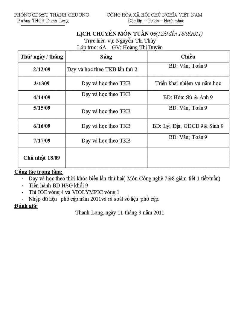 image for page Lich tuần 5