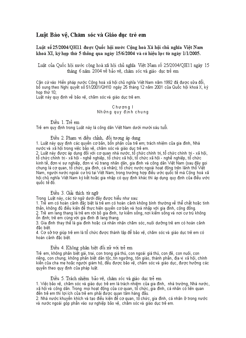 image for page Luật bảo vệ chăm sóc giáo dục trẻ em
