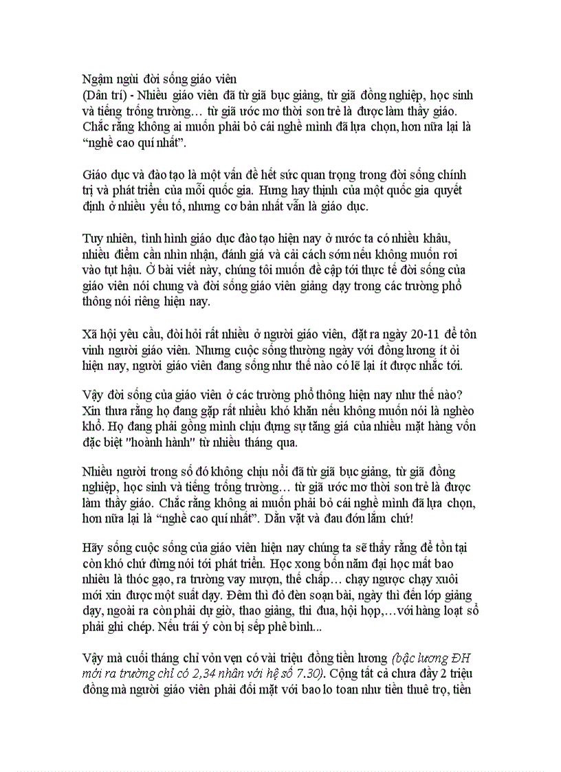 image for page Ngậm ngùi đời sống giáo viên