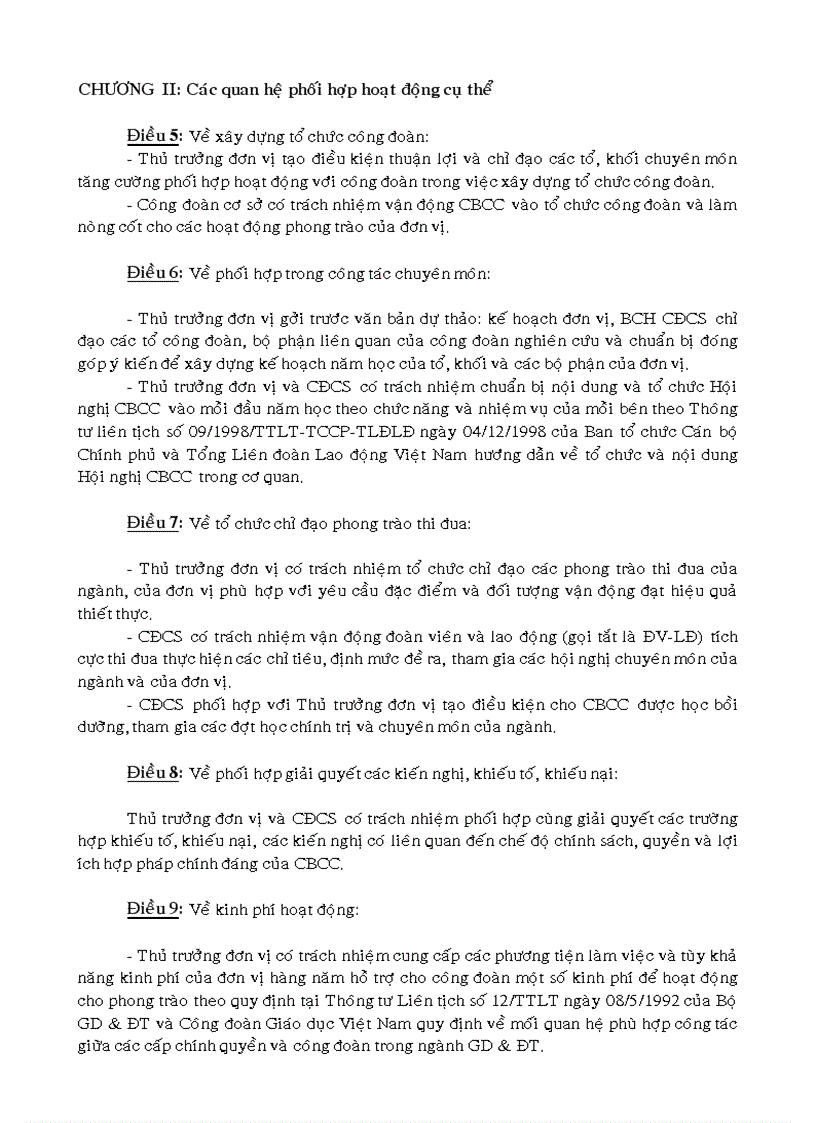 image for page Quy chế hoạt động giữa BGH và BCH CĐ