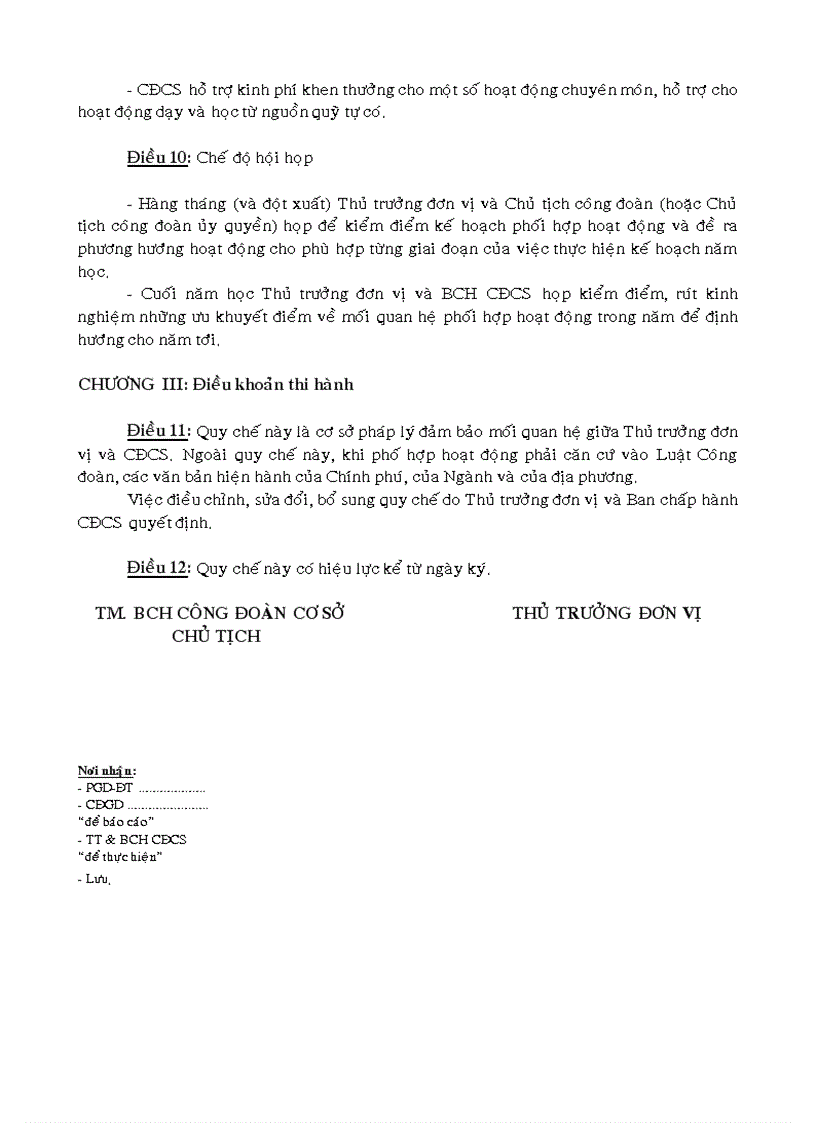 image for page Quy chế hoạt động giữa BGH và BCH CĐ