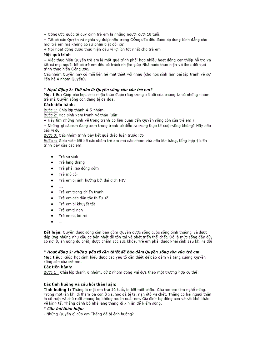 image for page QUYỀN ĐƯỢC SỐNG CÒN CỦA TRẺ EM Lớp 6
