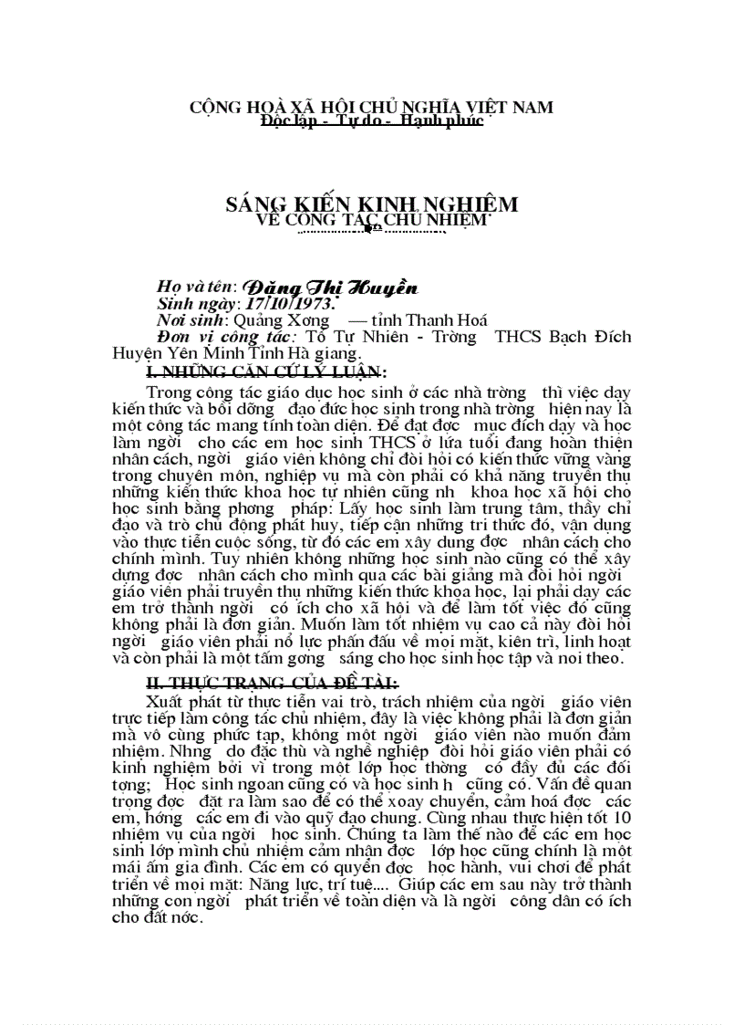 image for page Sang kien KN GV chu nhiem lop