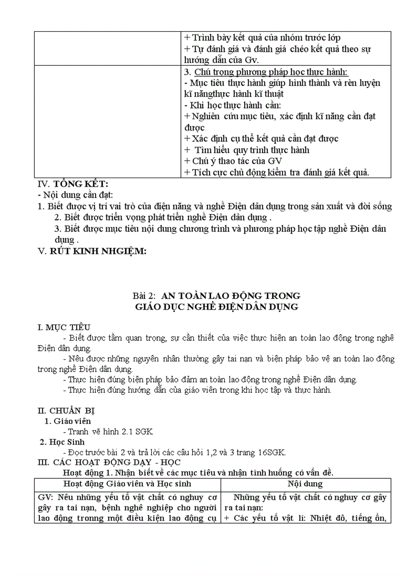image for page Giáo án nghề điện 11 Bài 1 10
