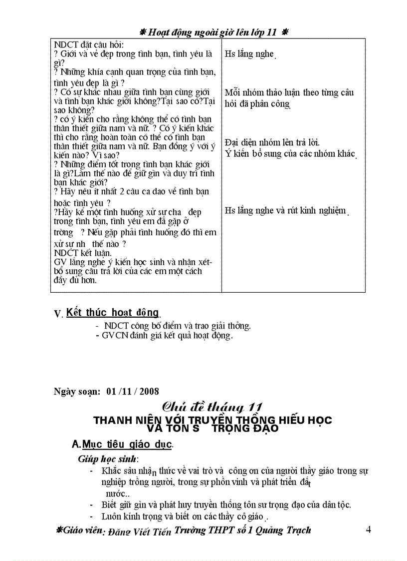 image for page Hoạt động ngoài giờ lên lớp 11