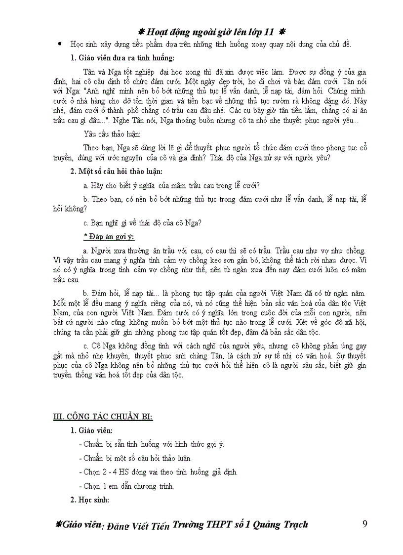 image for page Hoạt động ngoài giờ lên lớp 11