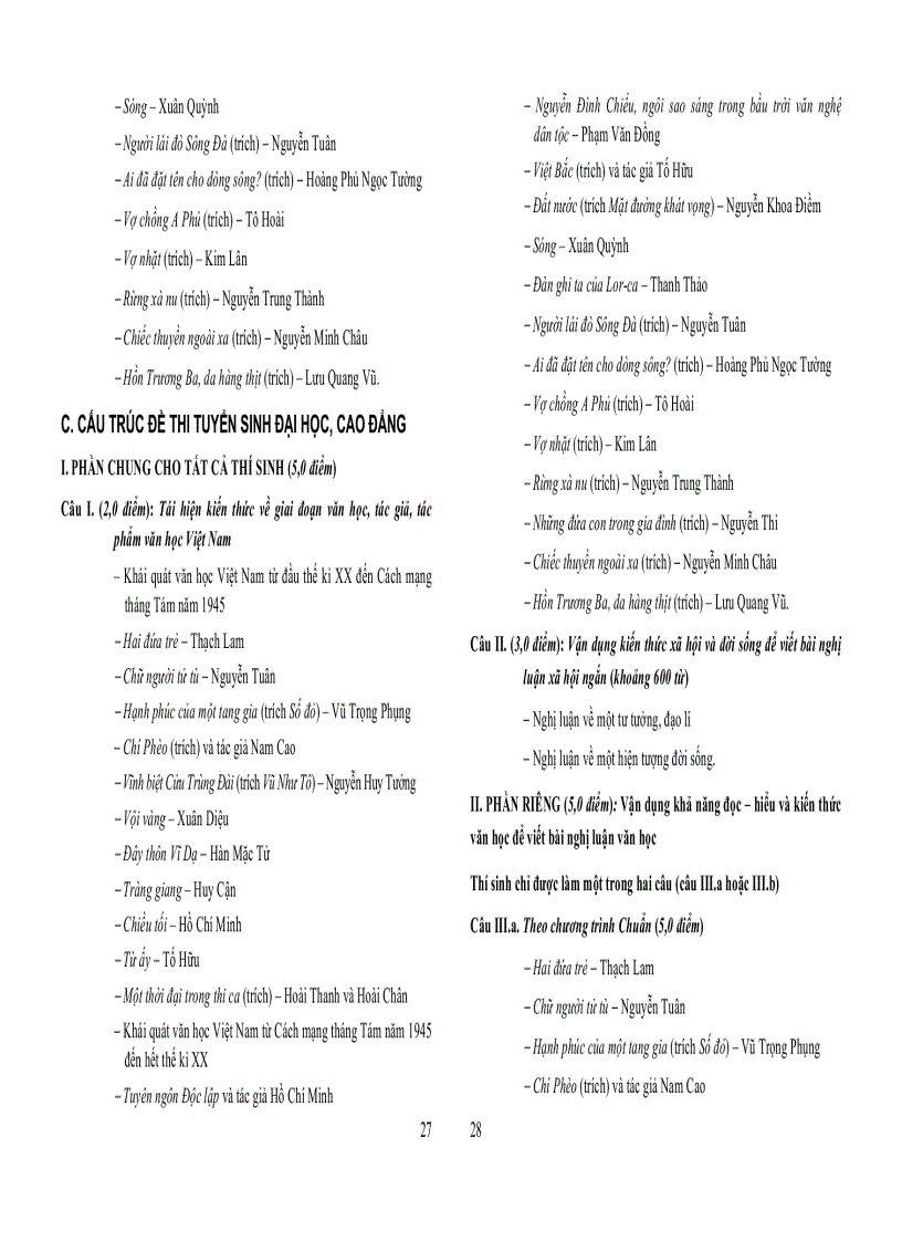 image for page Cấu trúc đề thi tốt nghiệp năm 2010