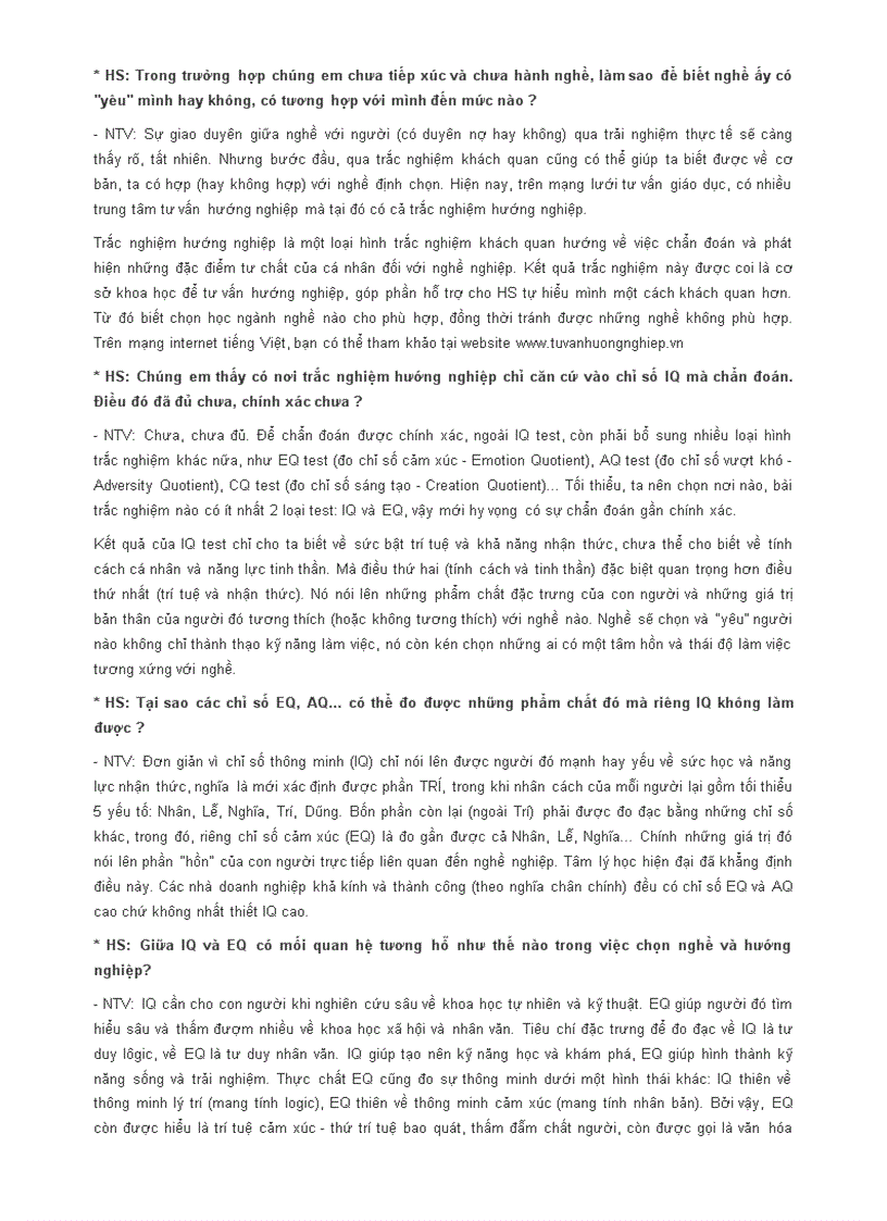 image for page Giải đáp ngắn về vấn đề hướng nghiệp