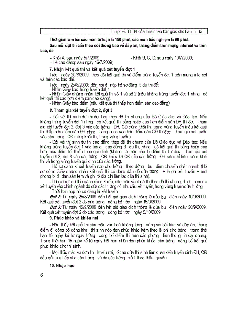 image for page Những điều cần biết về ts đh cđ năm 2009