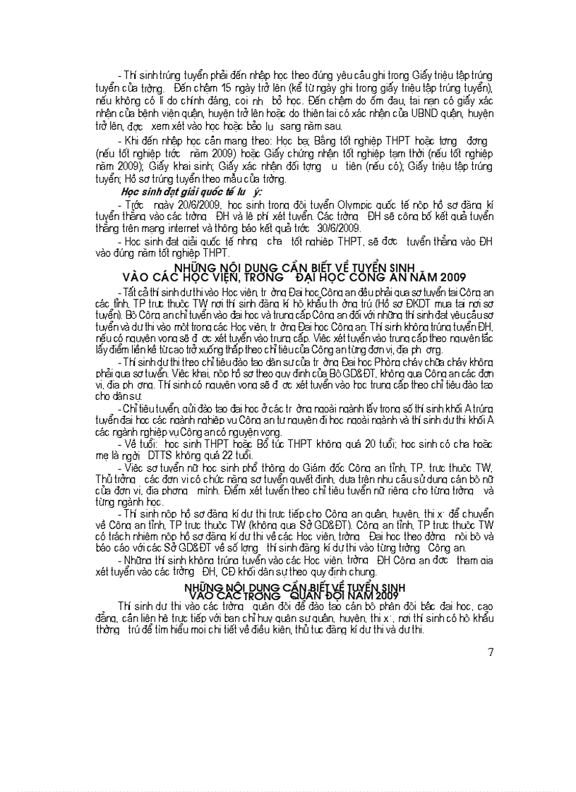 image for page Những điều cần biết về ts đh cđ năm 2009