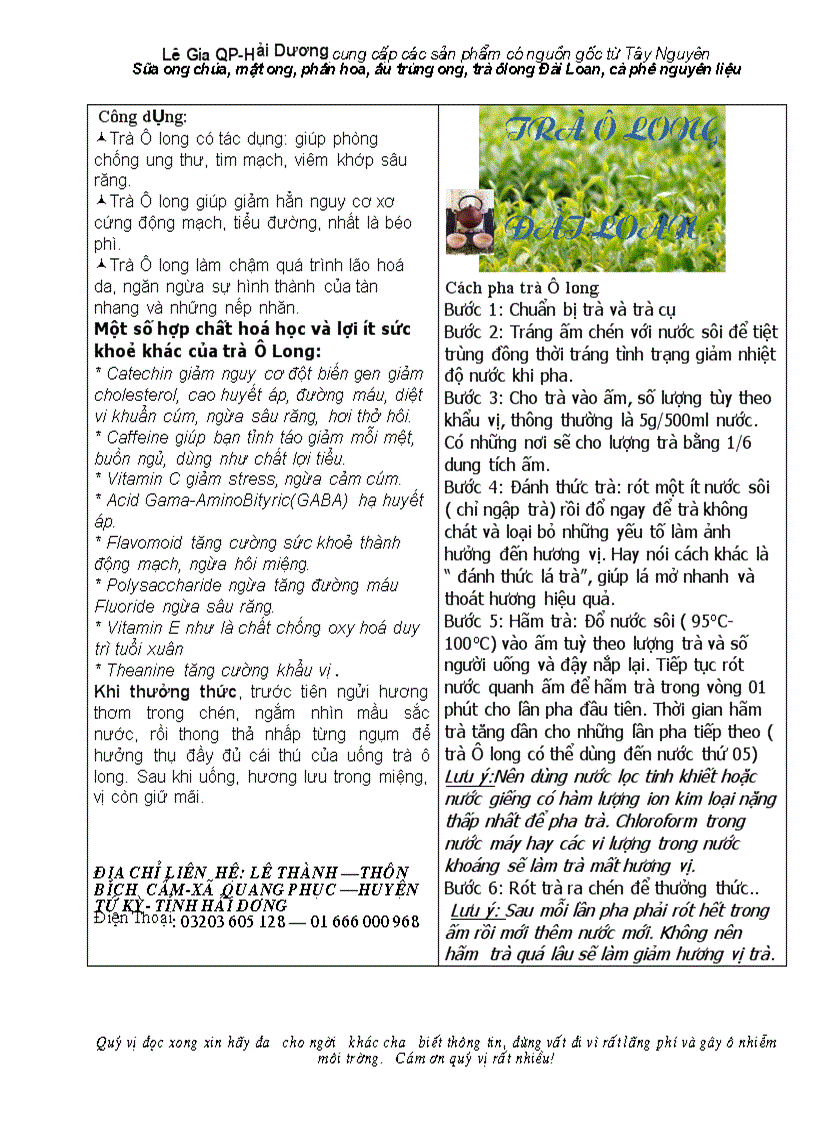 image for page Tác dụng của trà ô long