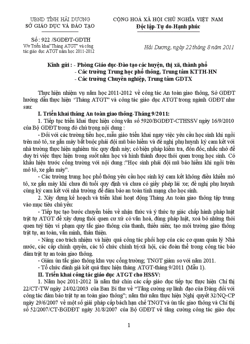 image for page Triển khai tháng An toàn giao thông