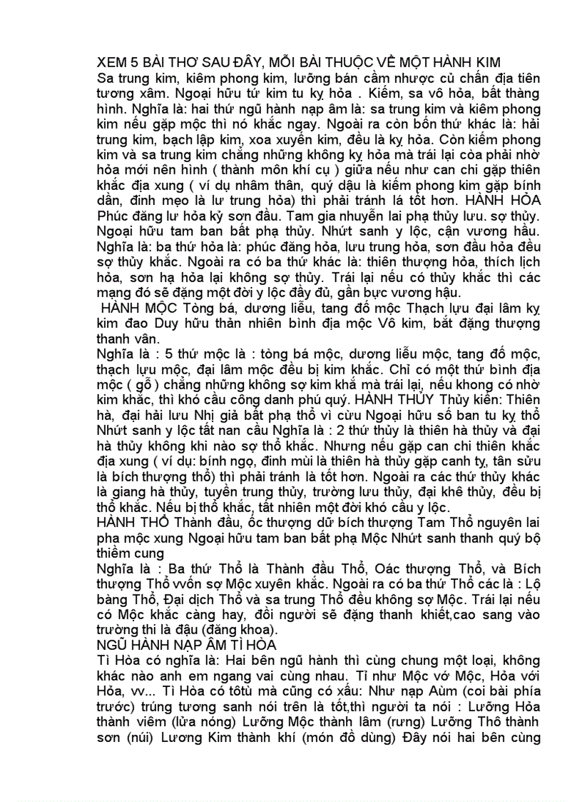 image for page Xem 5 bài thơ sau đây về ngũ hành kim