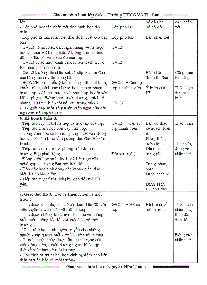 image for page Giáo án chủ nhiệm