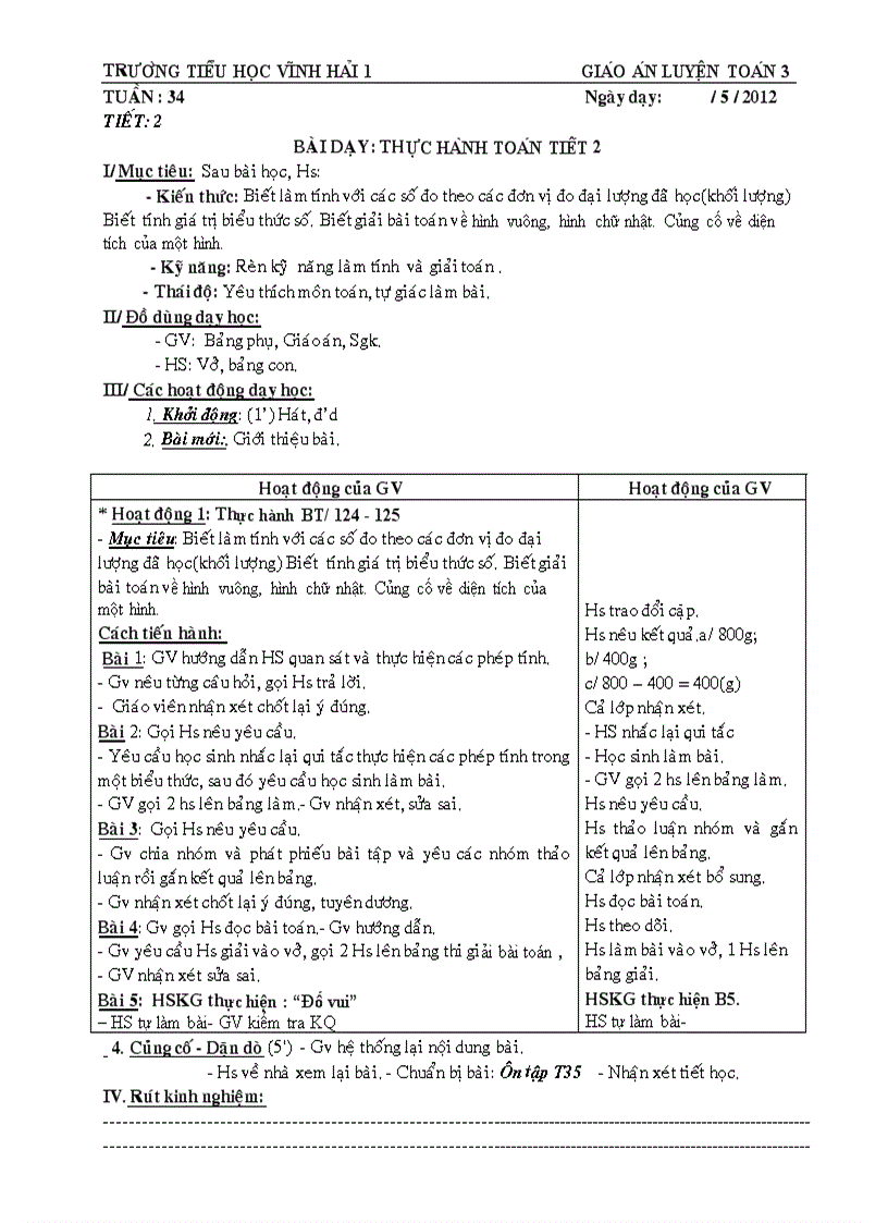 image for page Giao an thực hành toán HK2 lớp 3