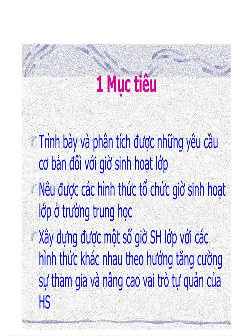 Kĩ năng tổ chứ giờ sinh hoạt lớp