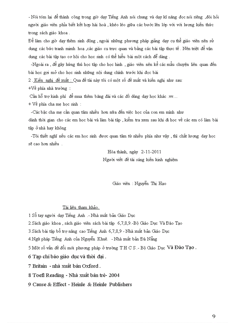 image for page Rèn kỷ năng đọc tiếng anh cho học sinh khối 8