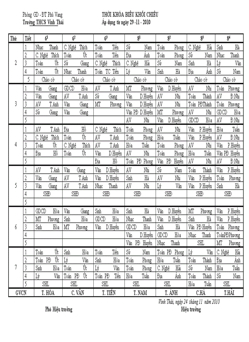 Thoi bieu ap dung tu 29 11 2010