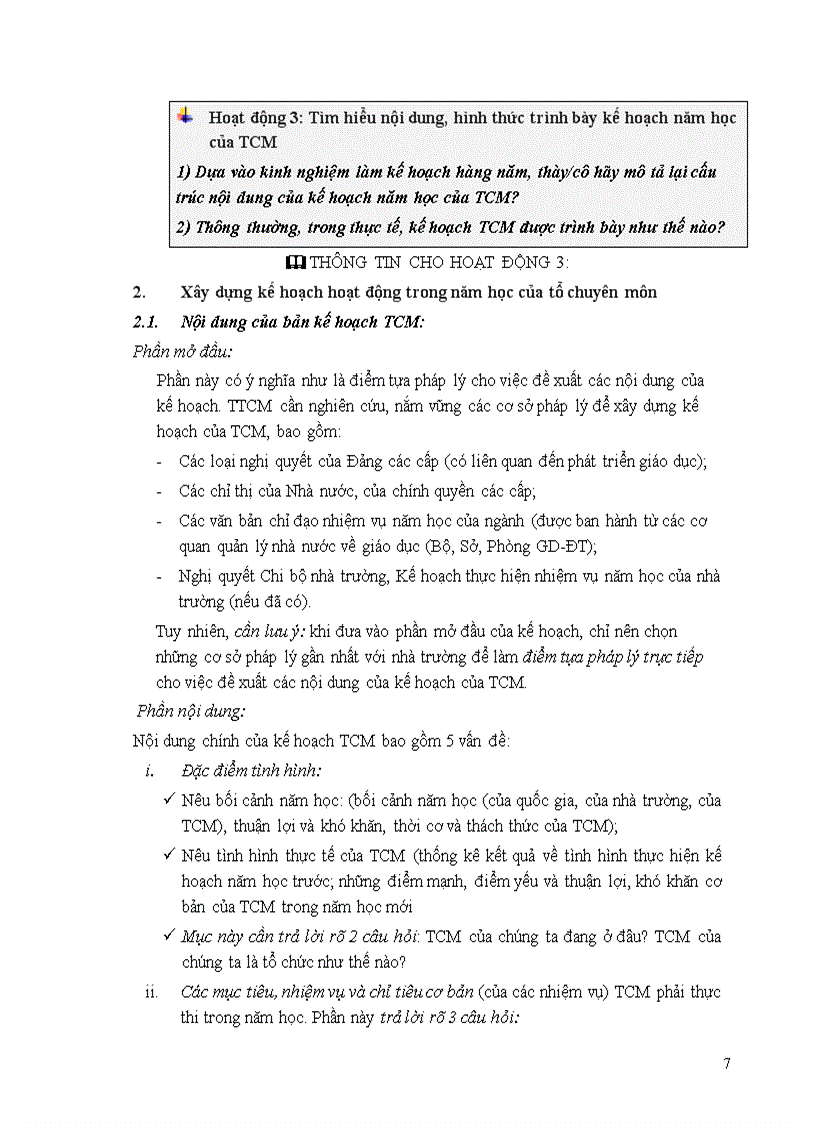 image for page Xây dựng kế hoạch của tổ chuyên môn