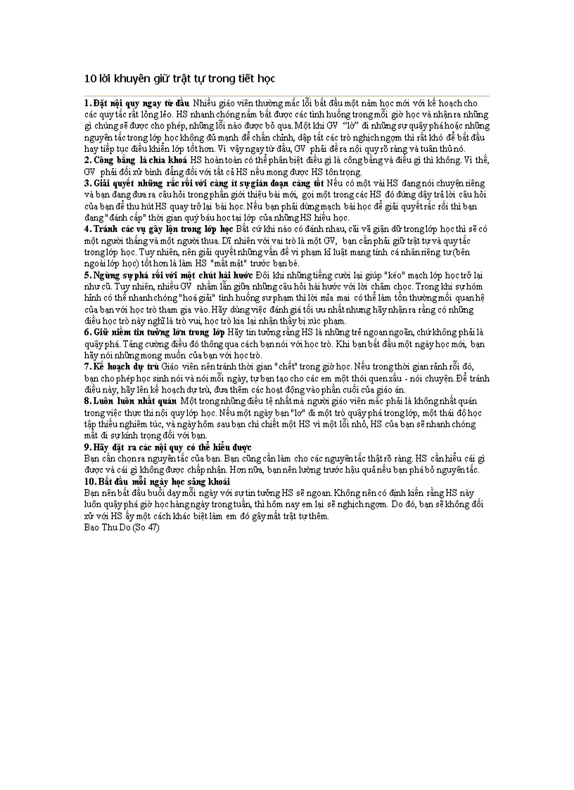 image for page 10 lời khuyên giữ trật tự trong tiết học