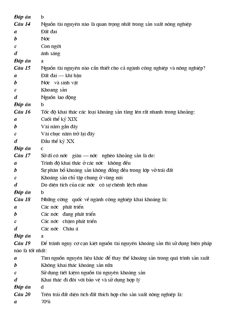 image for page 100 cau trac nghiem Dia Ly 10