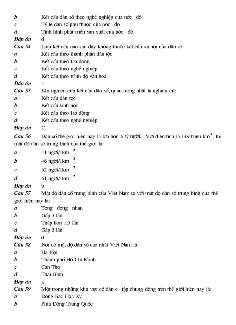 image for page 100 cau trac nghiem Dia Ly 10