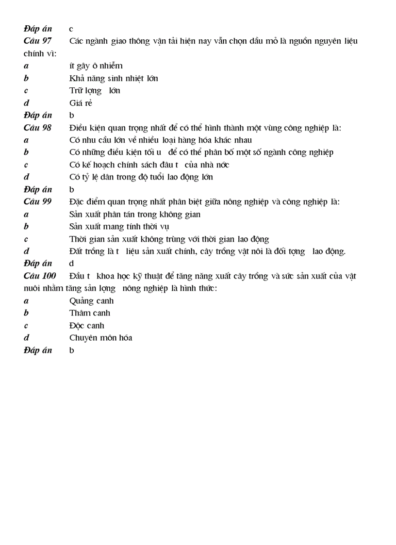 image for page 100 cau trac nghiem Dia Ly 10