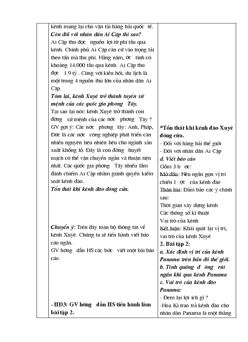 image for page Bài 38 Viết báo cáo kênh đào Xuyê Panama
