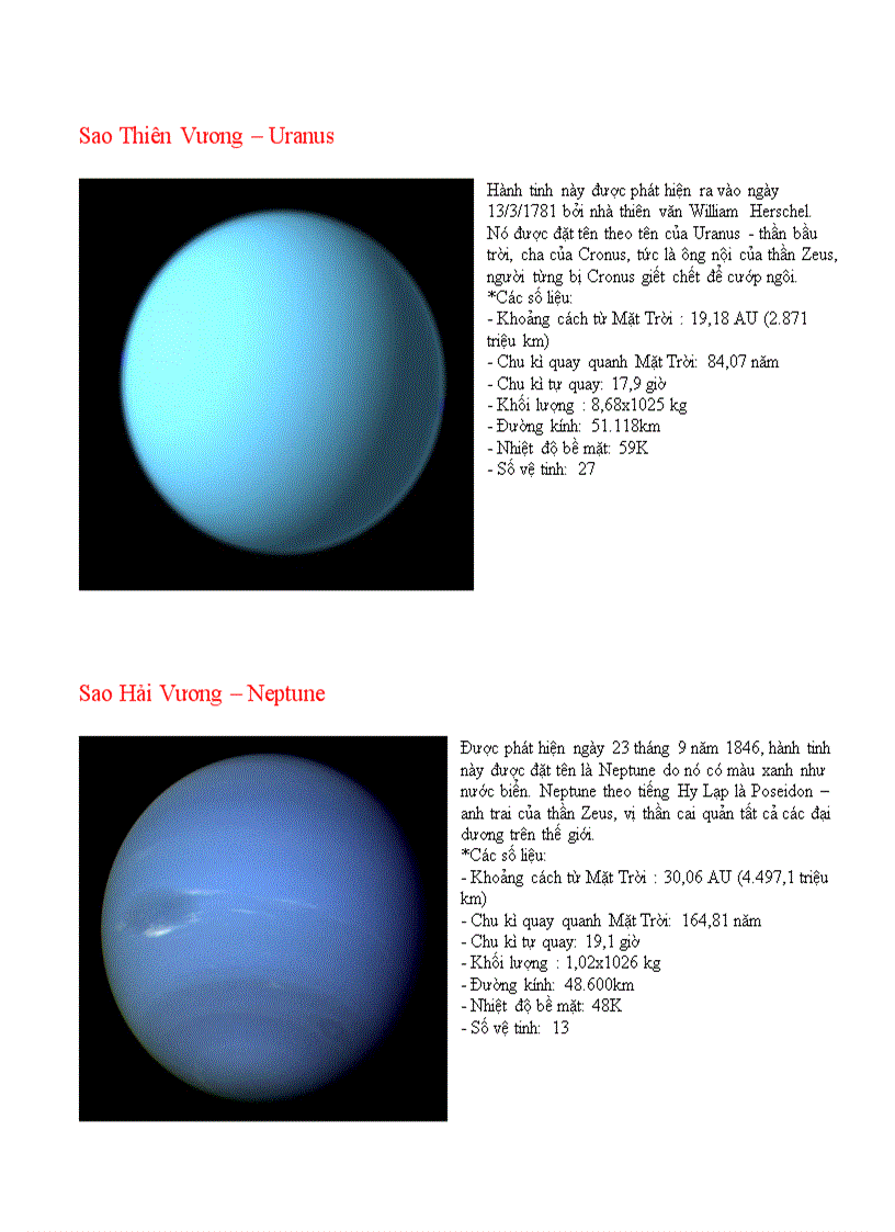 image for page Các hành tinh của Mặt Trời