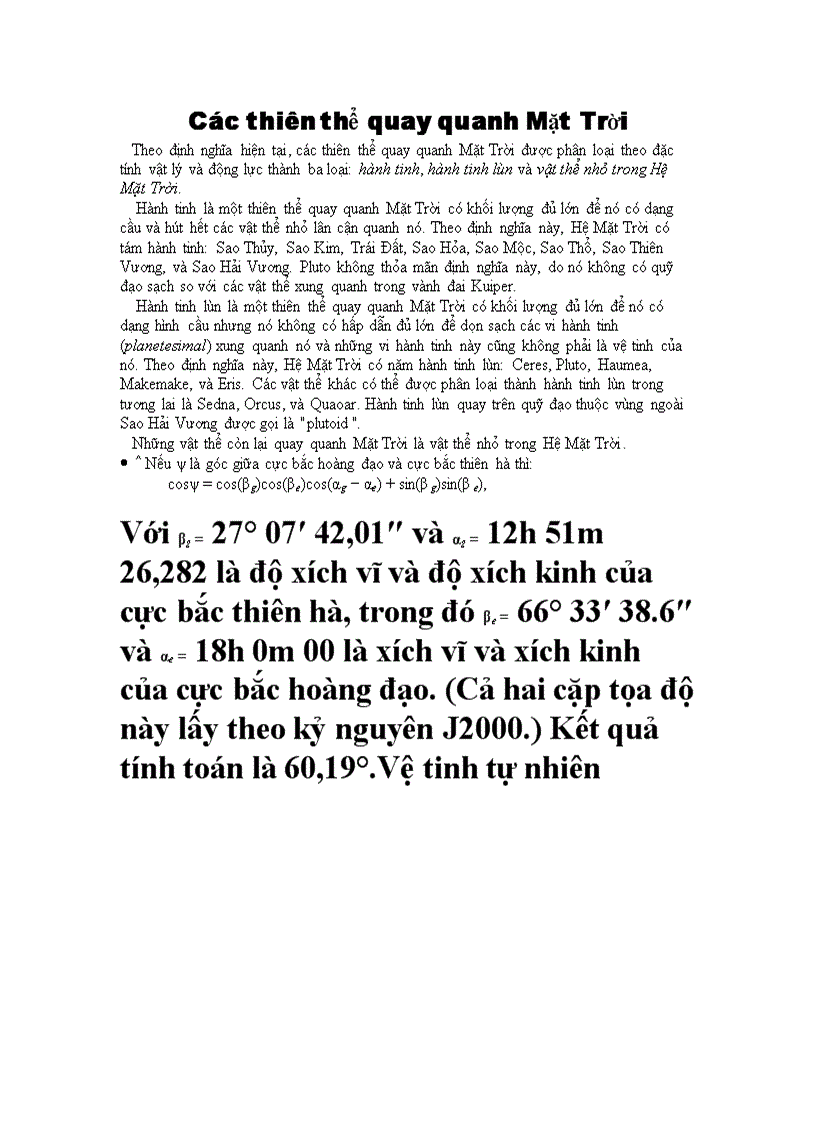 image for page Các Thiên thể quay quanh Mặt Trời