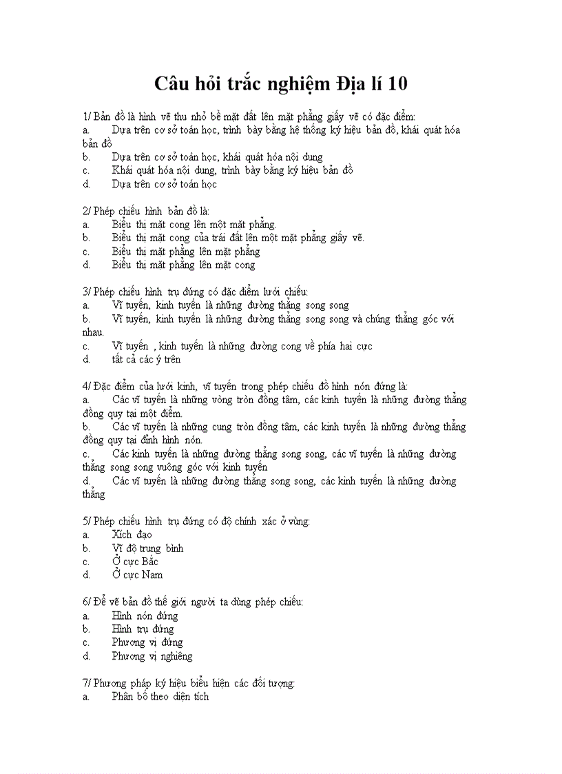 image for page Cau hoi trac nghiem Dia li 10