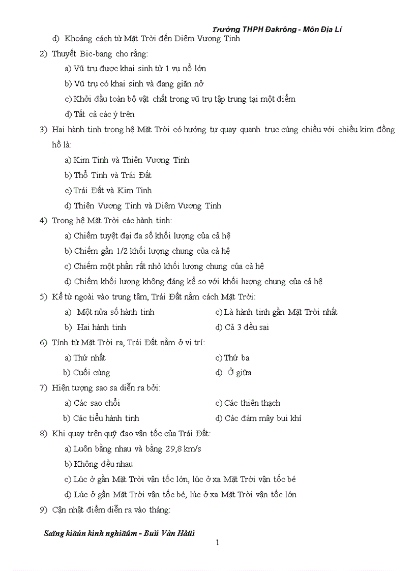 image for page Câu hỏi trắc nghiệm Địa lí 10 1