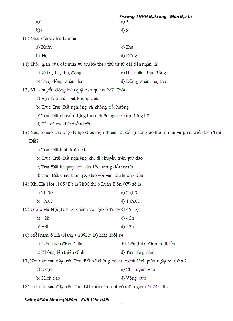 image for page Câu hỏi trắc nghiệm Địa lí 10 1