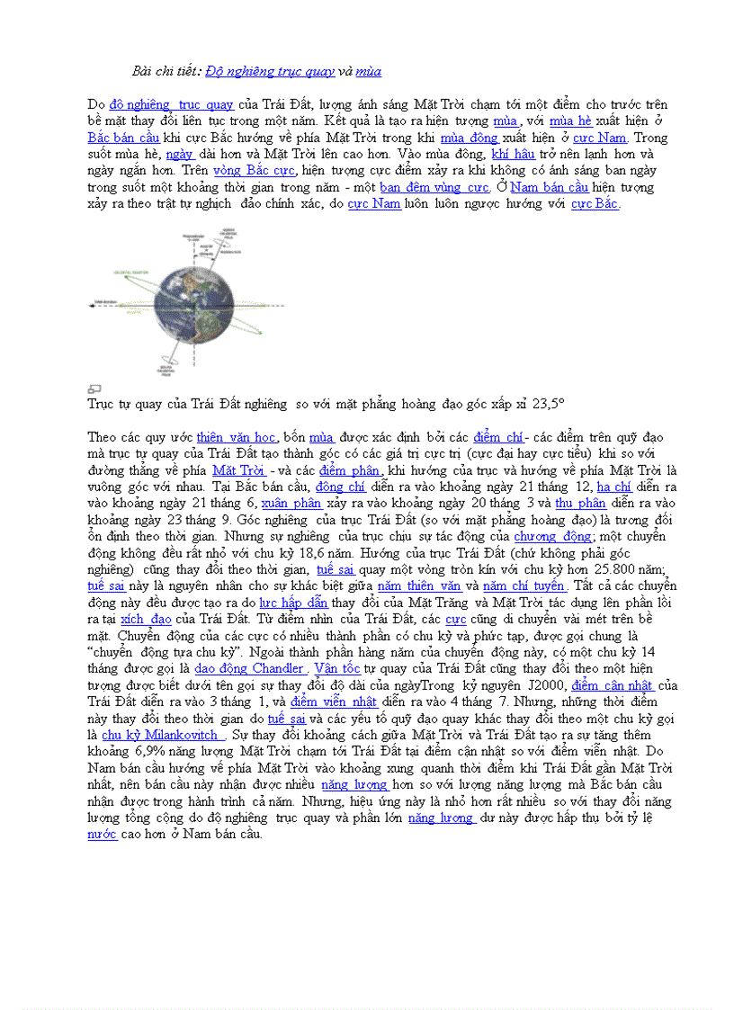 image for page Độ nghiêng trục Trái Đất và các mùa