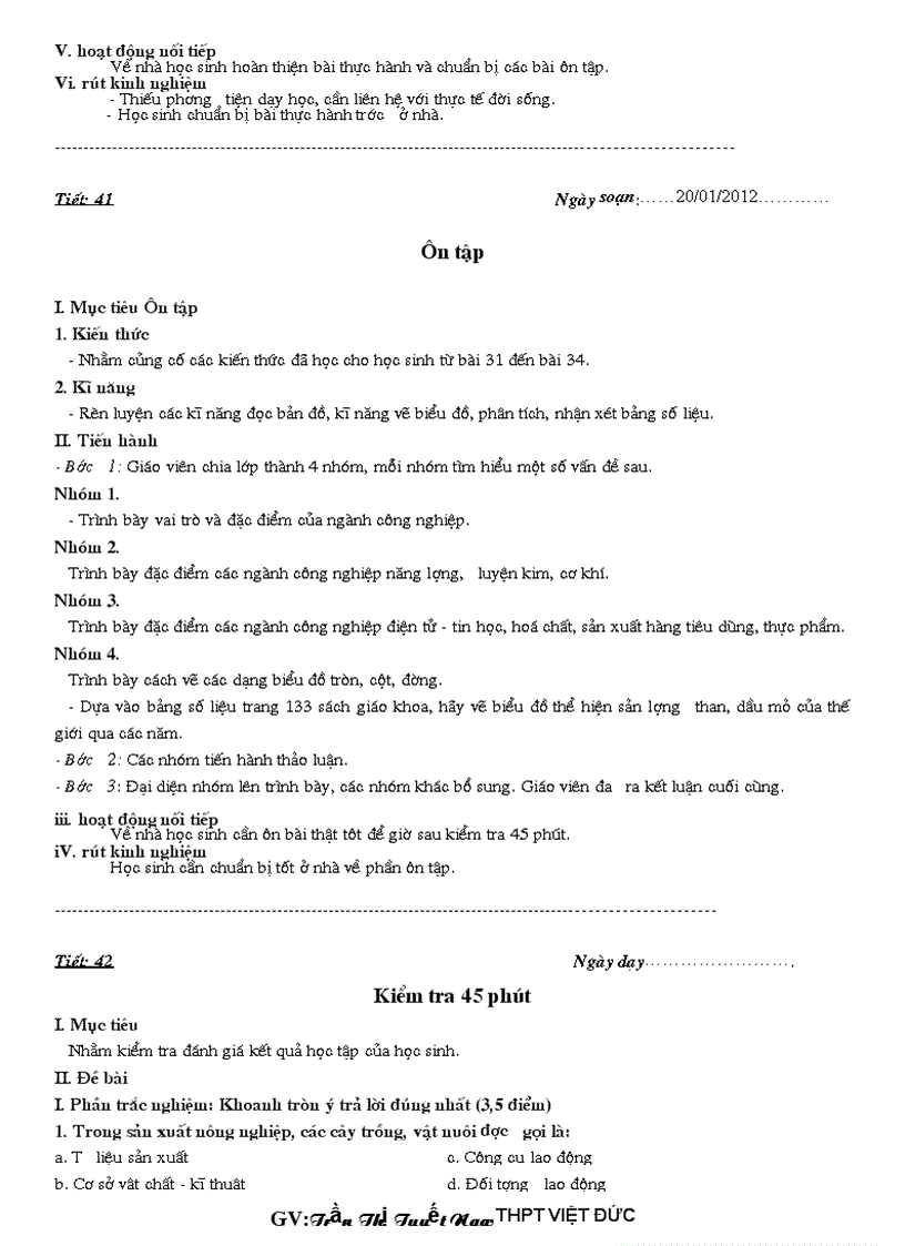 image for page GA Địa lí 10 HKII thực hiện giảm tải từng nội dung