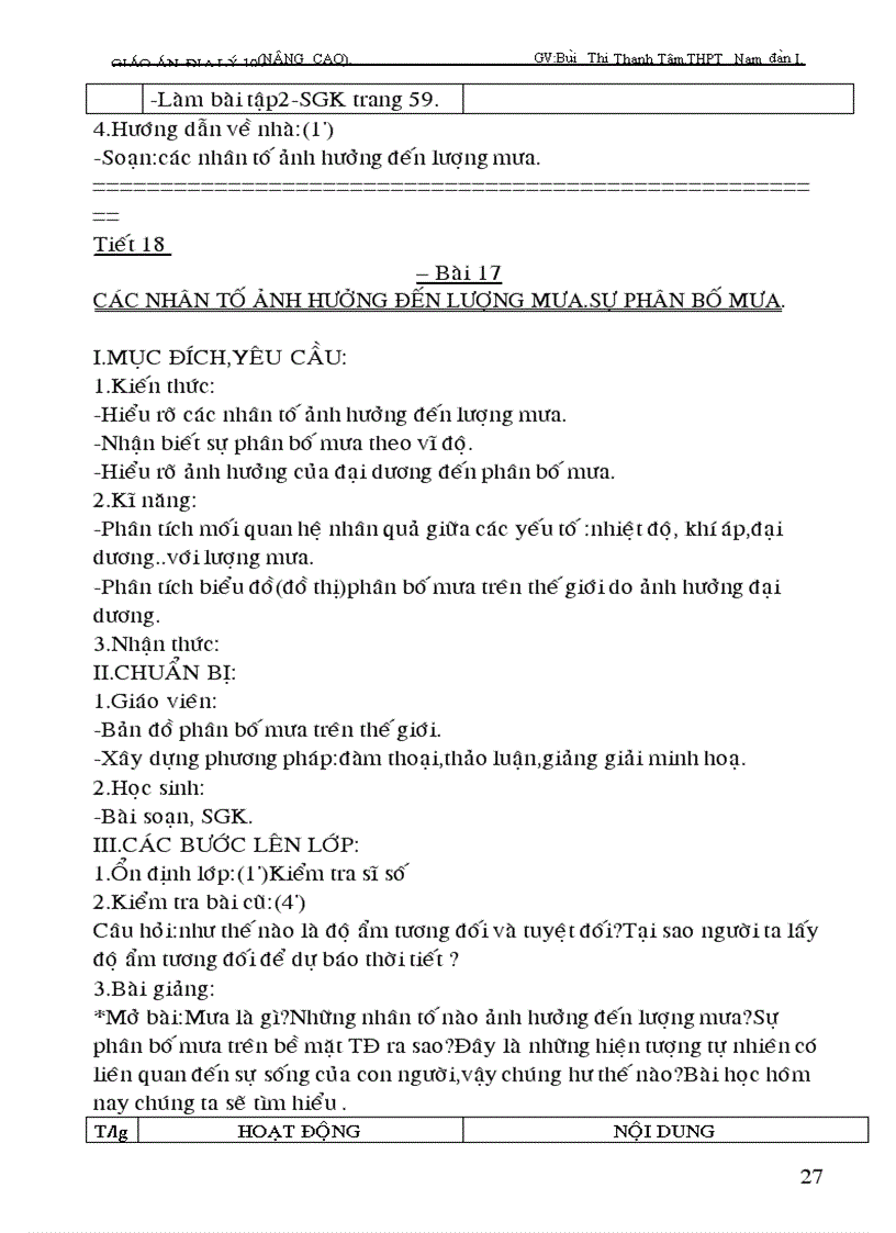 image for page Giáo án Địa 10 Nâng cao cả năm