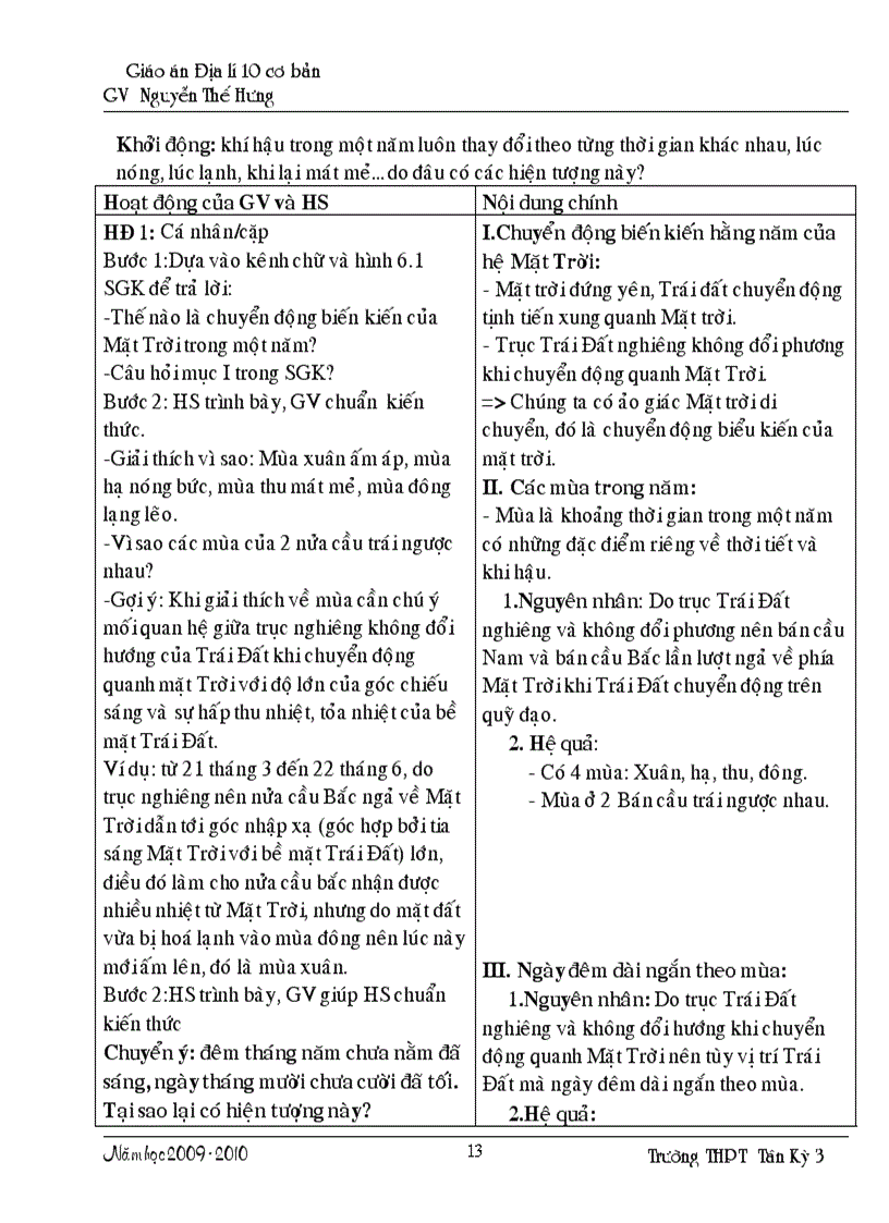 image for page Giáo án Địa lí 10 Cơ bản