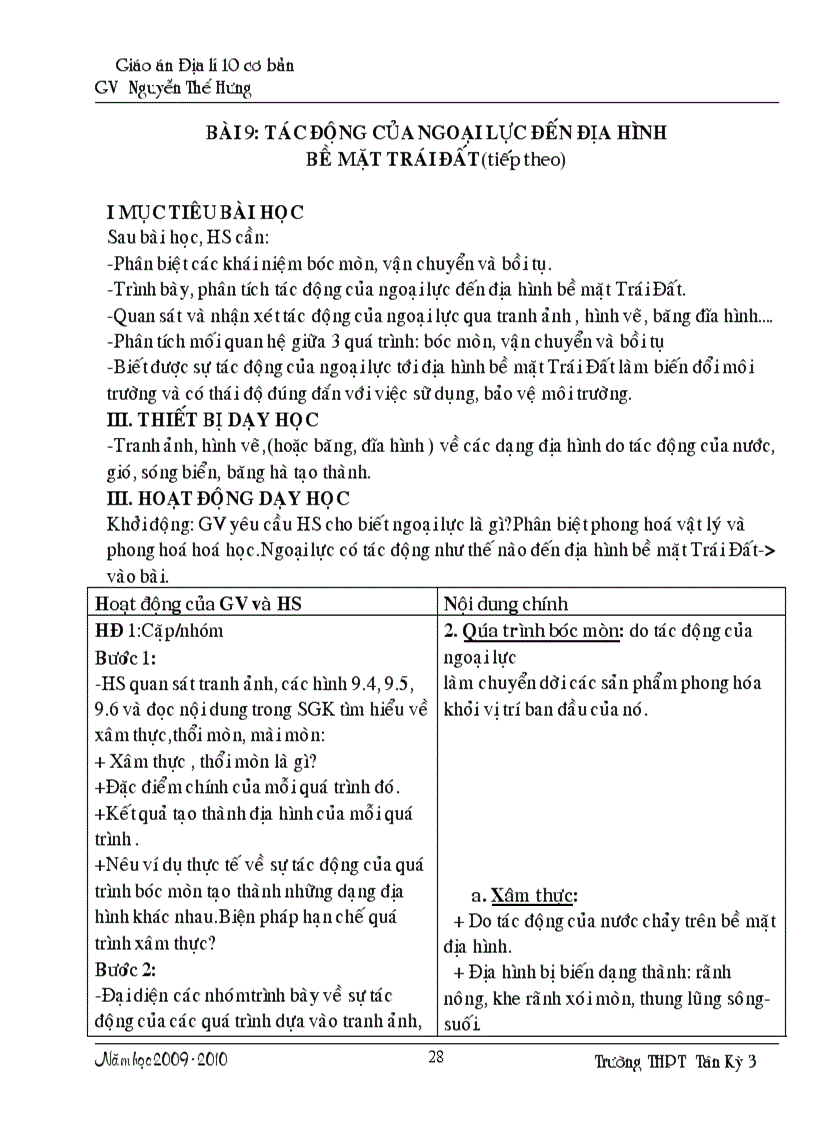 image for page Giáo án Địa lí 10 Cơ bản