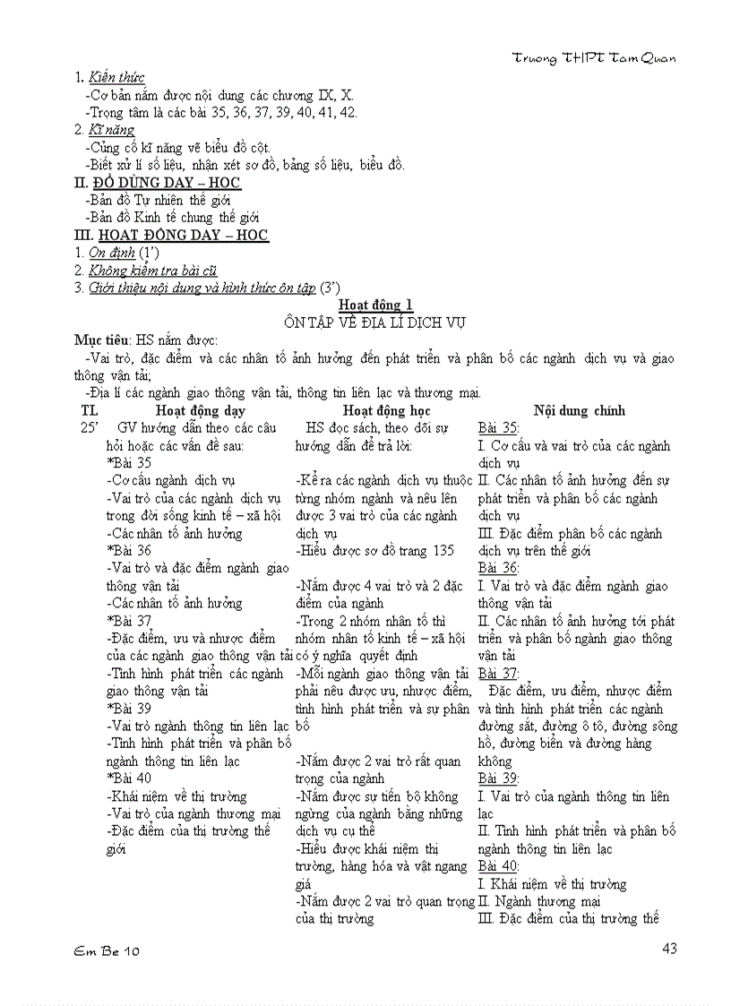 image for page Giáo án Địa 10 HKII 3 cột 1