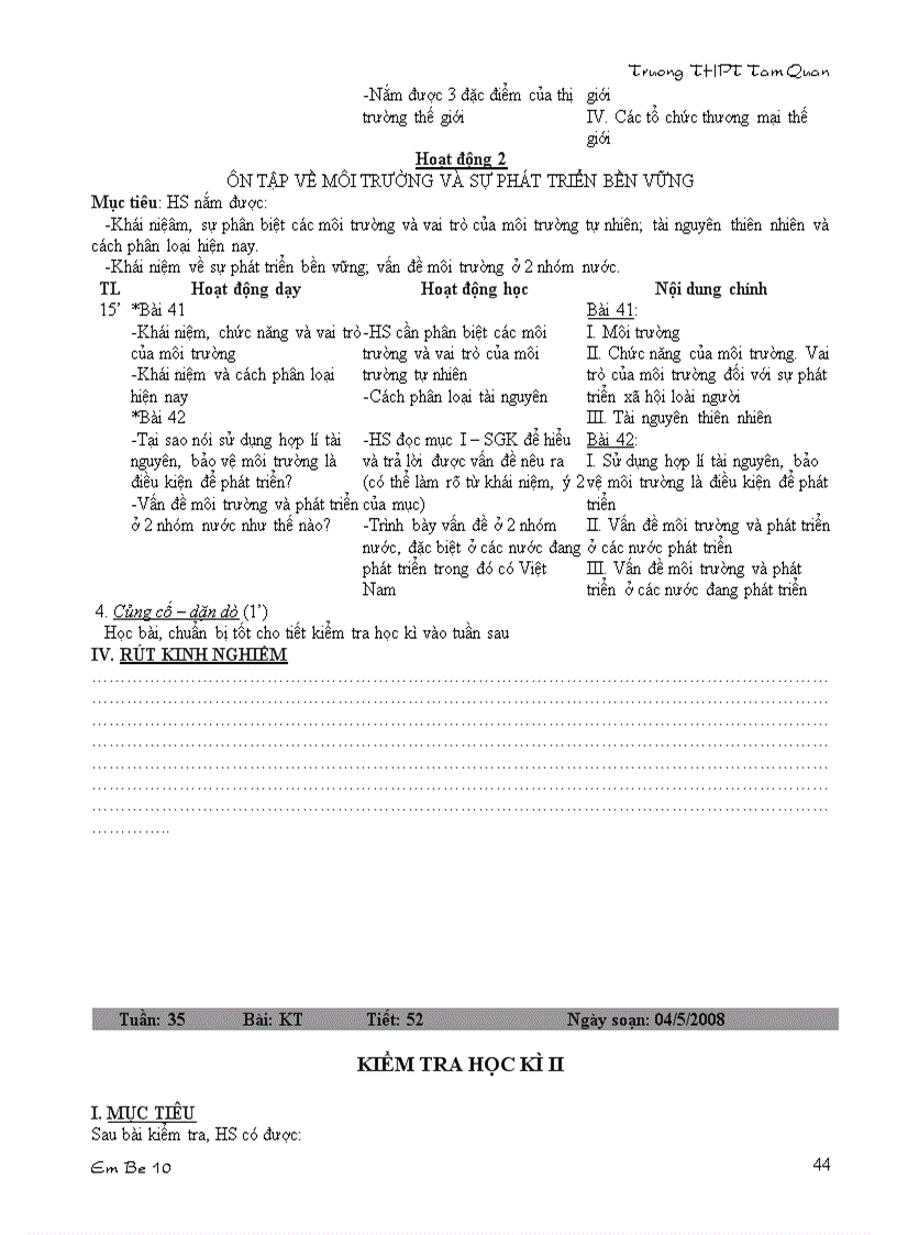 image for page Giáo án Địa 10 HKII 3 cột 1