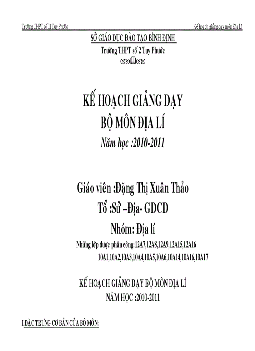 image for page Ke hoach bo mon dia li theo chuan kien thuc