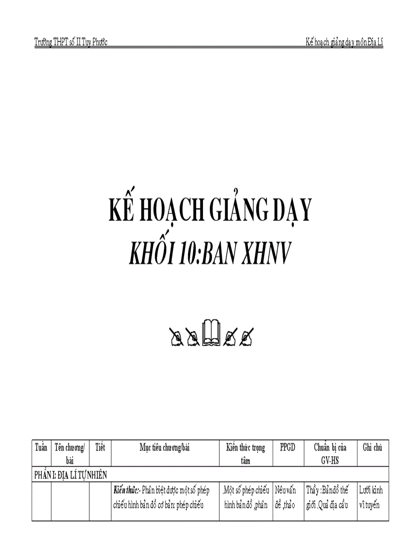 image for page Ke hoach bo mon dia li theo chuan kien thuc