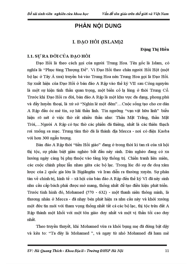 image for page Đề tài SV năm thứ 3 Vấn đề tôn giáo