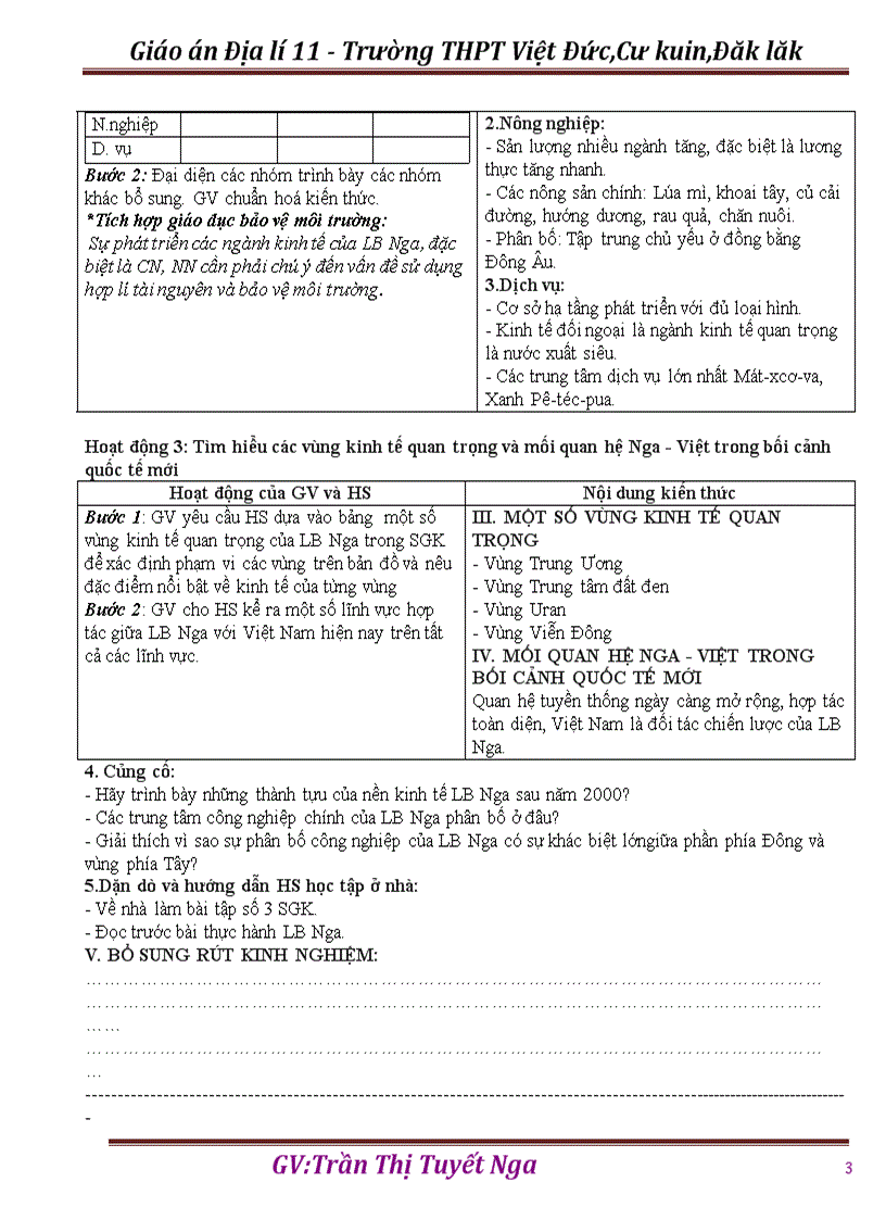 image for page GA Địa lí 11 HKII thực hiện giảm tải từng nội dung