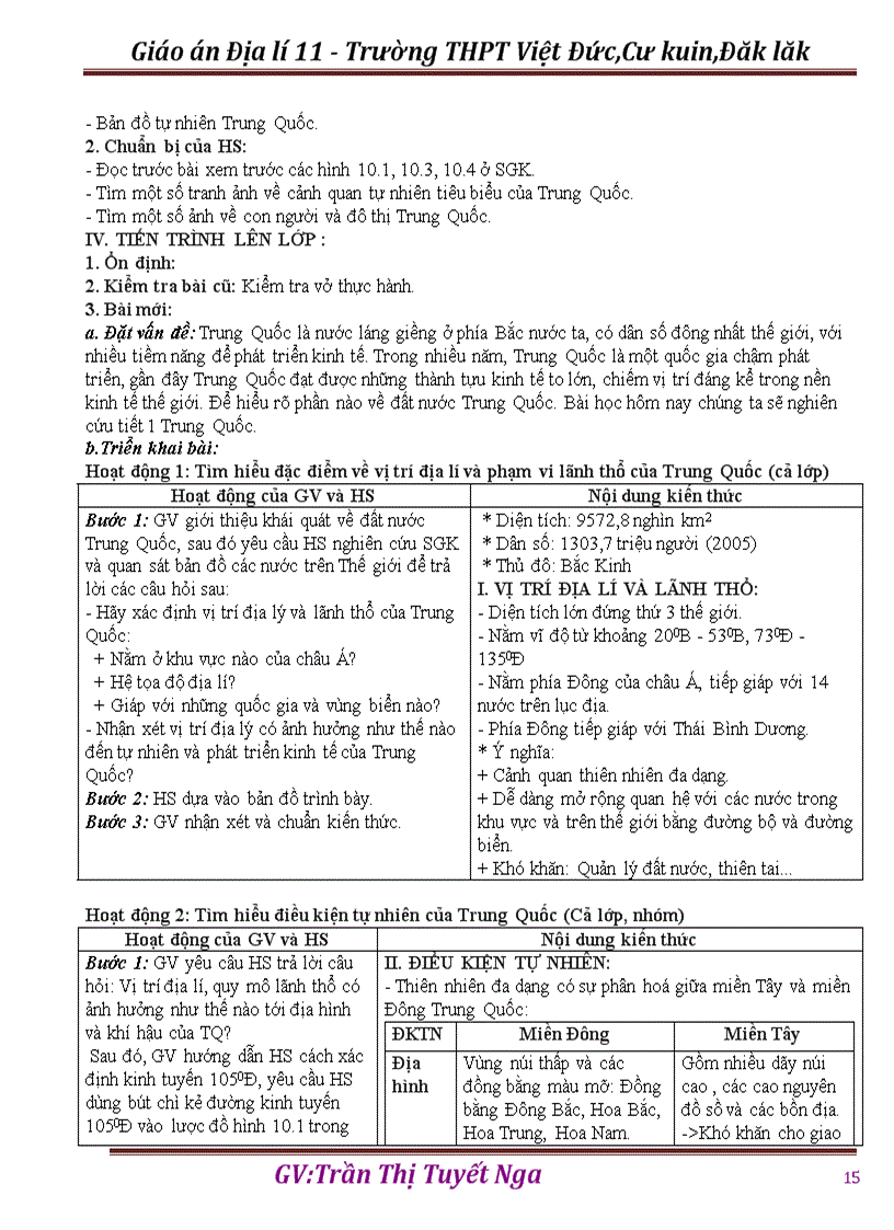 image for page GA Địa lí 11 HKII thực hiện giảm tải từng nội dung