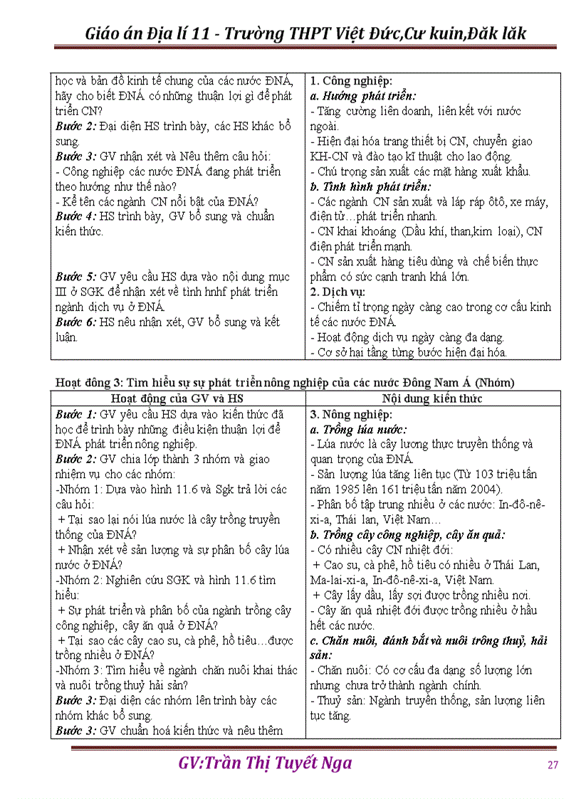 image for page GA Địa lí 11 HKII thực hiện giảm tải từng nội dung