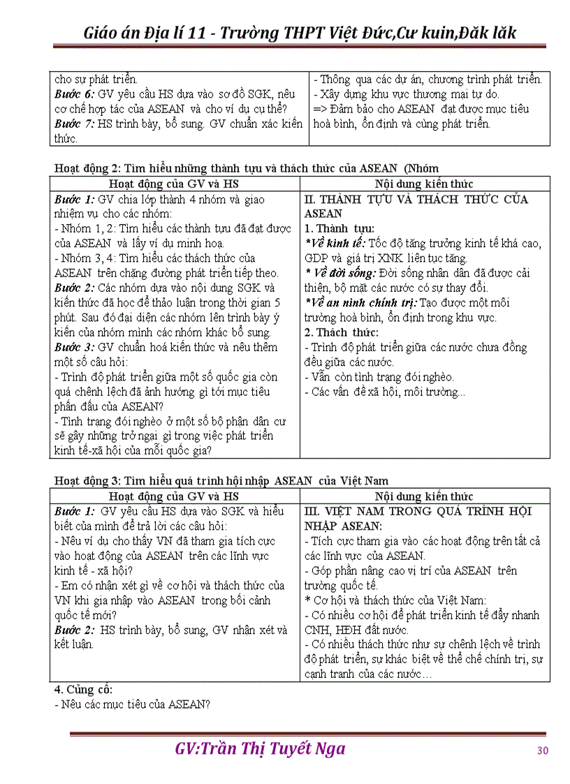 image for page GA Địa lí 11 HKII thực hiện giảm tải từng nội dung